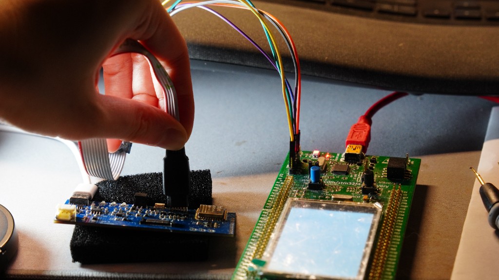 Revision A controller wired to an STM32F429 Discovery for the first SWD flash.
